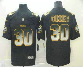 Men's Pittsburgh Steelers #30 James Conner Black 2019 Vapor Smoke Fashion Stitched NFL Nike Limited Jersey