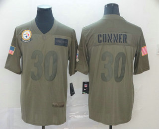 Men's Pittsburgh Steelers #30 James Conner NEW Olive 2019 Salute To Service Stitched NFL Nike Limited Jersey