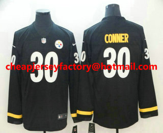 Men's Pittsburgh Steelers #30 James Conner Nike Black Therma Long Sleeve Limited Jersey