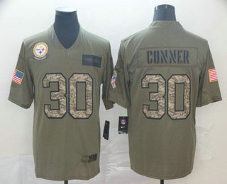 Men's Pittsburgh Steelers #30 James Conner Olive Camo 2019 Salute To Service Stitched NFL Nike Limited Jersey