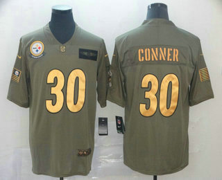 Men's Pittsburgh Steelers #30 James Conner Olive Gold 2019 Salute To Service Stitched NFL Nike Limited Jersey