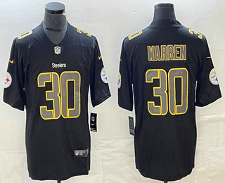 Men's Pittsburgh Steelers #30 Jaylen Warren Black 2018 Fashion Impact Color Rush Stitched NFL Nike Limited Jersey