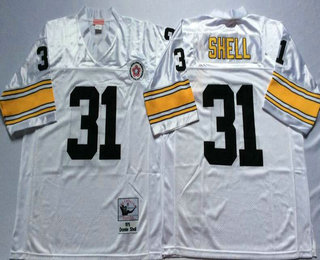 Men's Pittsburgh Steelers #31 Donnie Shell White Throwback Jersey by Mitchell & Ness