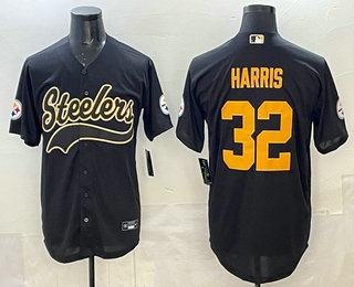 Men's Pittsburgh Steelers #32 Franco Harris Black Cool Base Stitched Baseball Jersey