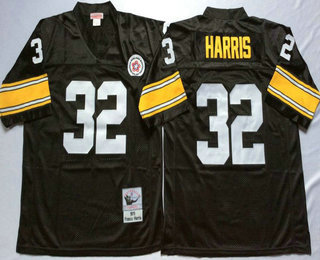 Men's Pittsburgh Steelers #32 Franco Harris Black Throwback Jersey by Mitchell & Ness