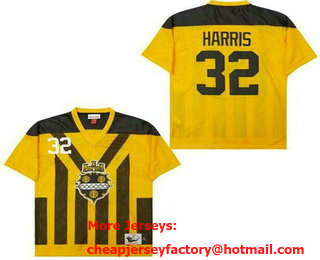 Men's Pittsburgh Steelers #32 Franco Harris Yellow Throwback Jersey