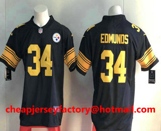 Men's Pittsburgh Steelers #34 Terrell Edmunds Black 2016 Color Rush Stitched NFL Nike Limited Jersey