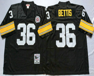 Men's Pittsburgh Steelers #36 Jerome Bettis Black Throwback Jersey by Mitchell & Ness