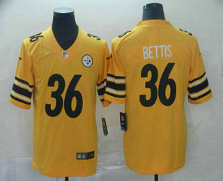 Men's Pittsburgh Steelers #36 Jerome Bettis Gold 2019 Inverted Legend Stitched NFL Nike Limited Jersey
