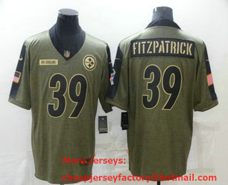 Men's Pittsburgh Steelers #39 Minkah Fitzpatrick 2021 Olive Salute To Service Limited Stitched Jersey