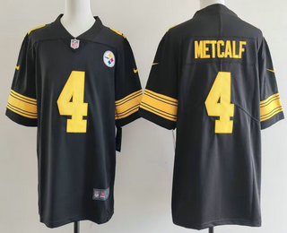 Men's Pittsburgh Steelers #4 DK Metcalf Limited Black Throwback Vapor Jersey
