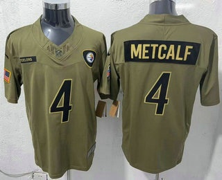 Men's Pittsburgh Steelers #4 DK Metcalf Olive 2025 FUSE Salute to Service Limited Jersey