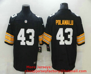 Men's Pittsburgh Steelers #43 Troy Polamalu Black 2017 Vapor Untouchable Stitched NFL Nike Throwback Limited Jersey