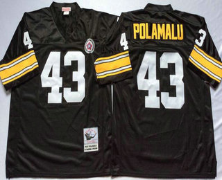Men's Pittsburgh Steelers #43 Troy Polamalu Black Throwback Jersey by Mitchell & Ness