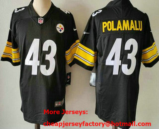 Men's Pittsburgh Steelers #43 Troy Polamalu Limited Black Vapor Jersey