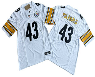Men's Pittsburgh Steelers #43 Troy Polamalu White 2023 FUSE Vapor Limited Stitched Jersey