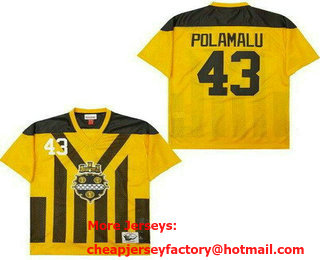 Men's Pittsburgh Steelers #43 Troy Polamalu Yellow Throwback Jersey
