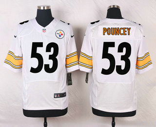 Men's Pittsburgh Steelers #53 Maurkice Pouncey White Road NFL Nike Elite Jersey