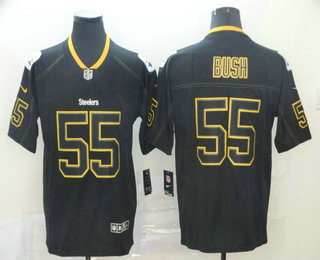 Men's Pittsburgh Steelers #55 Devin Bush 2018 Black Lights Out Color Rush Stitched NFL Nike Limited Jersey