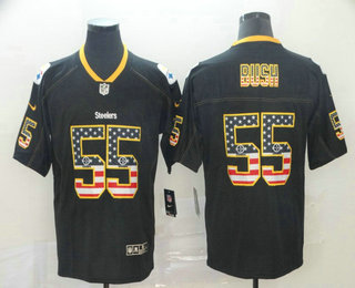 Men's Pittsburgh Steelers #55 Devin Bush 2018 USA Flag Fashion Black Color Rush Stitched Nike Limited Jersey