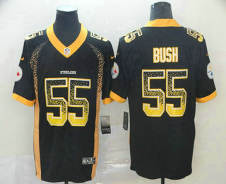 Men's Pittsburgh Steelers #55 Devin Bush Black 2018 Fashion Drift Color Rush Stitched NFL Nike Limited Jersey