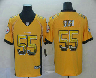 Men's Pittsburgh Steelers #55 Devin Bush Gold 2018 Fashion Drift Color Rush Stitched NFL Nike Limited Jersey