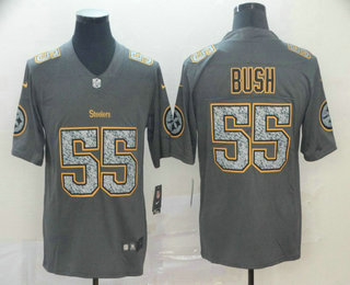 Men's Pittsburgh Steelers #55 Devin Bush Gray Fashion Static 2019 Vapor Untouchable Stitched NFL Nike Limited Jersey