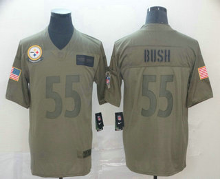 Men's Pittsburgh Steelers #55 Devin Bush NEW Olive 2019 Salute To Service Stitched NFL Nike Limited Jersey