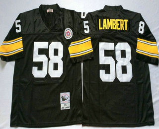 Men's Pittsburgh Steelers #58 Jack Lambert Black Throwback Jersey by Mitchell & Ness
