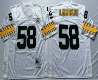 Men's Pittsburgh Steelers #58 Jack Lambert White Throwback Jersey by Mitchell & Ness
