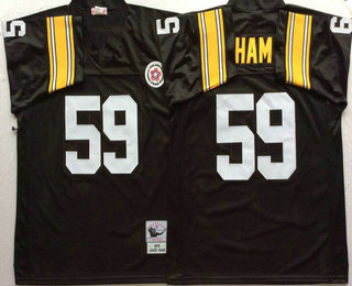 Men's Pittsburgh Steelers #59 Ham Black Throwback Jersey by Mitchell & Ness