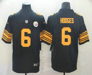 Men's Pittsburgh Steelers #6 Devlin Hodges Black 2016 Color Rush Stitched NFL Nike Limited Jersey