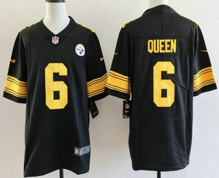 Men's Pittsburgh Steelers #6 Patrick Queen Limited Black Throwback Vapor Jersey