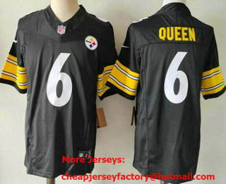 Men's Pittsburgh Steelers #6 Patrick Queen Limited Black FUSE Vapor Jersey