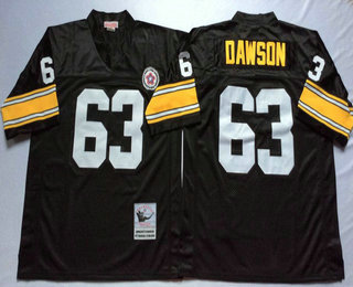 Men's Pittsburgh Steelers #63 Dermontti Dawson Black Throwback Jersey by Mitchell & Ness