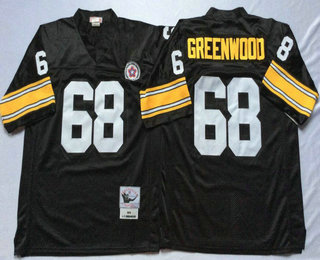 Men's Pittsburgh Steelers #68 L.C. Greenwood Black Throwback Jersey by Mitchell & Ness