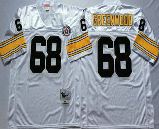 Men's Pittsburgh Steelers #68 L.C. Greenwood White Throwback Jersey by Mitchell & Ness