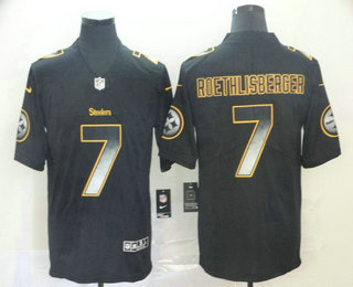 Men's Pittsburgh Steelers #7 Ben Roethlisberger Black 2019 Vapor Smoke Fashion Stitched NFL Nike Limited Jersey
