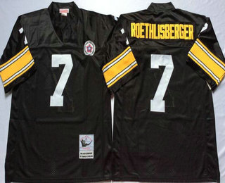 Men's Pittsburgh Steelers #7 Ben Roethlisberger Black Throwback Jersey by Mitchell & Ness