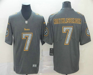 Men's Pittsburgh Steelers #7 Ben Roethlisberger Gray Fashion Static 2019 Vapor Untouchable Stitched NFL Nike Limited Jersey
