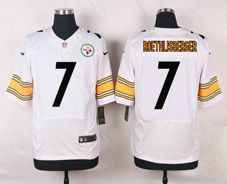 Men's Pittsburgh Steelers #7 Ben Roethlisberger White Road NFL Nike Elite Jersey