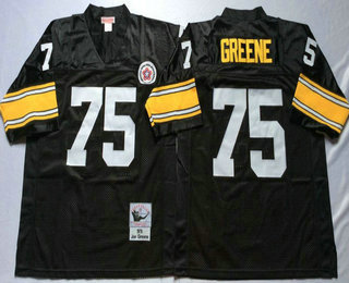 Men's Pittsburgh Steelers #75 Joe Greene Black Throwback Jersey by Mitchell & Ness