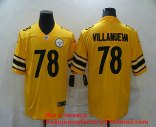 Men's Pittsburgh Steelers #78 Alejandro Villanueva Gold 2019 Inverted Legend Stitched NFL Nike Limited Jersey