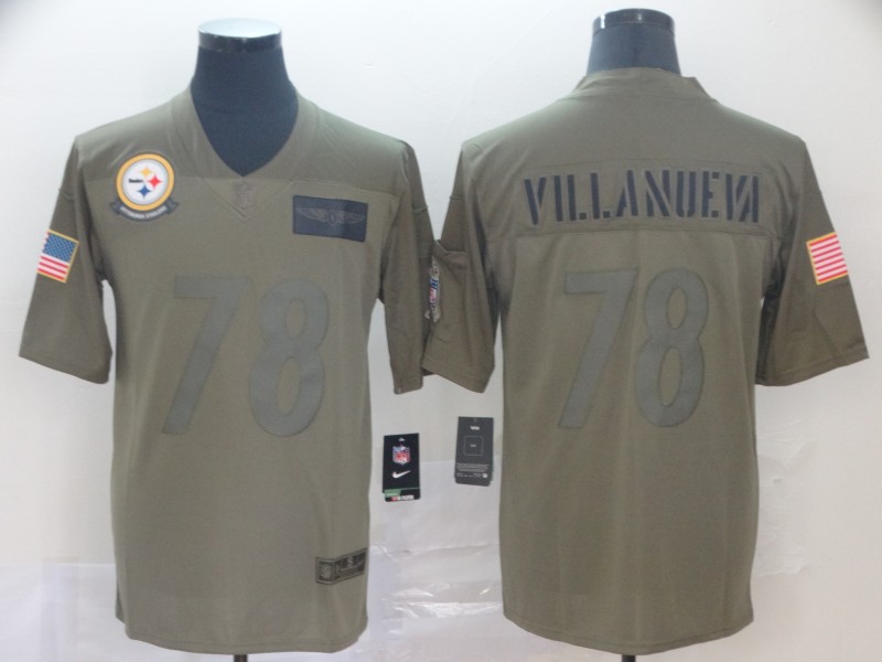Men's Pittsburgh Steelers #78 Alejandro Villanueva NEW Olive 2019 Salute To Service Stitched NFL Nike Limited Jersey