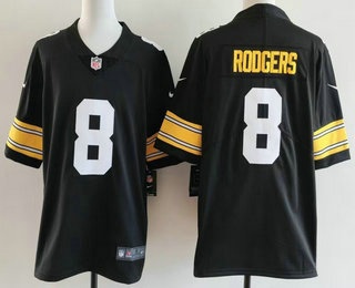 Men's Pittsburgh Steelers #8 Aaron Rodgers Black Alternate Vapor Untouchable Jersey