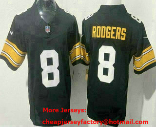Men's Pittsburgh Steelers #8 Aaron Rodgers Limited Black Alternate FUSE Vapor Jersey