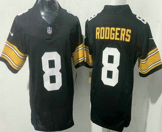 Men's Pittsburgh Steelers #8 Aaron Rodgers Limited Black Alternate FUSE Vapor Jersey