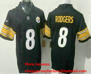 Men's Pittsburgh Steelers #8 Aaron Rodgers Limited Black FUSE Vapor Jersey