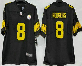 Men's Pittsburgh Steelers #8 Aaron Rodgers Limited Black Throwback Vapor Jersey