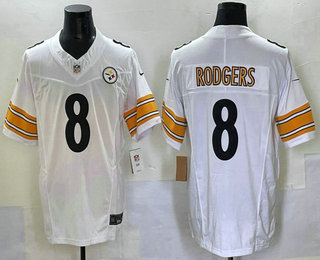 Men's Pittsburgh Steelers #8 Aaron Rodgers Limited White FUSE Vapor Jersey